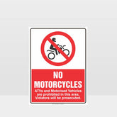 Custom Sign,Prohibition No Motorcycles Sign